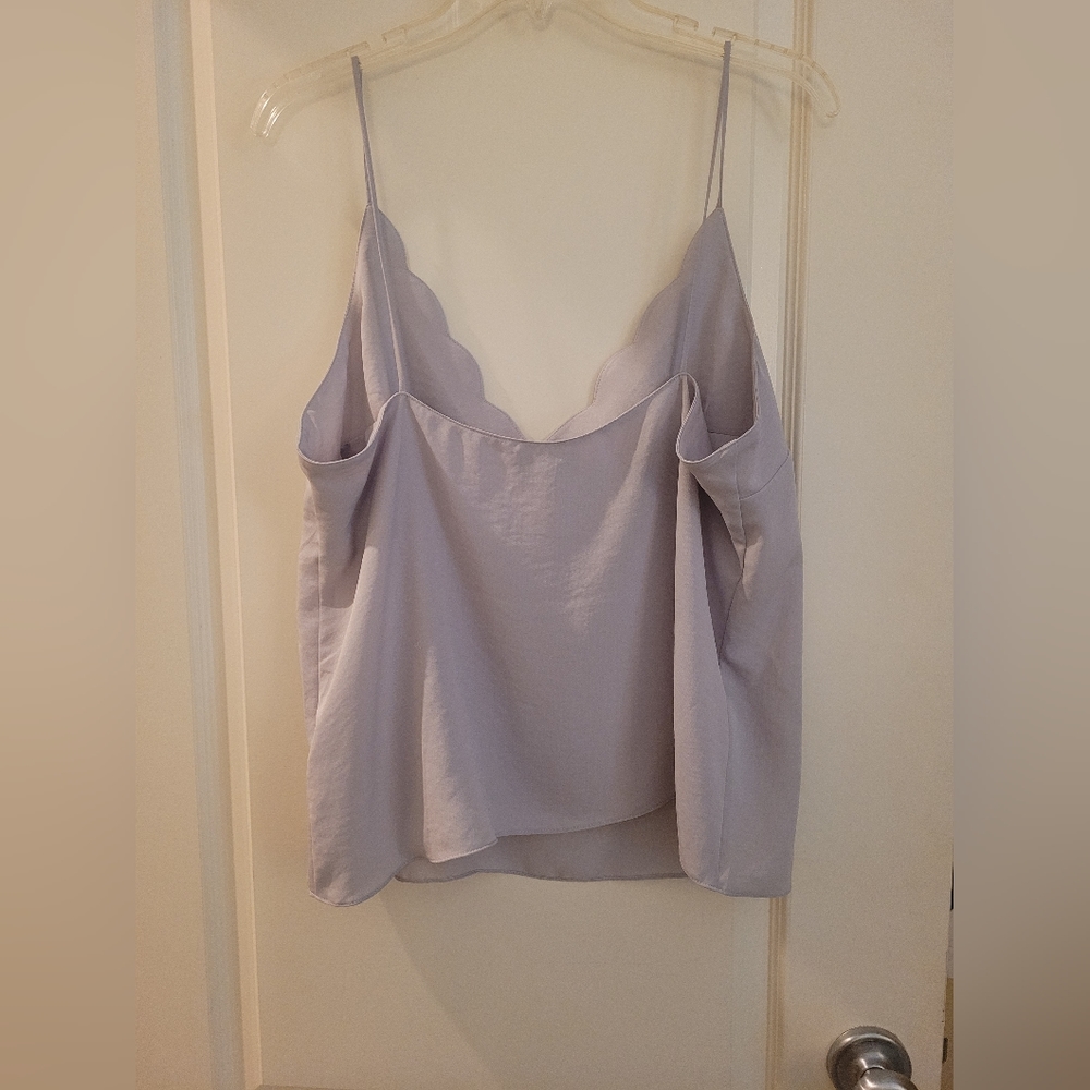 TopShop Grey Camisole Top with Scalloped Neckline - Picture 5 of 7